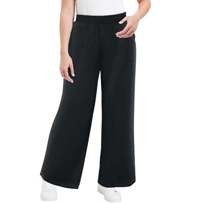 June + Vie By Roaman's Women's Plus Size Wide-leg Pant - 18/20, Black ...