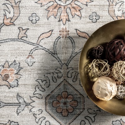 Eco-Friendly Faded Floral 8' x 10' Synthetic Washable Rug