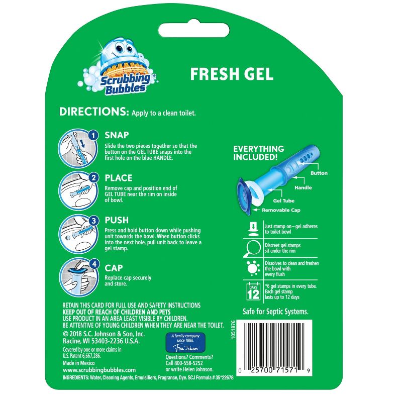 Scrubbing Bubbles Rainshower Scent Fresh Gel Toilet Cleaning Stamp, 3 of 7
