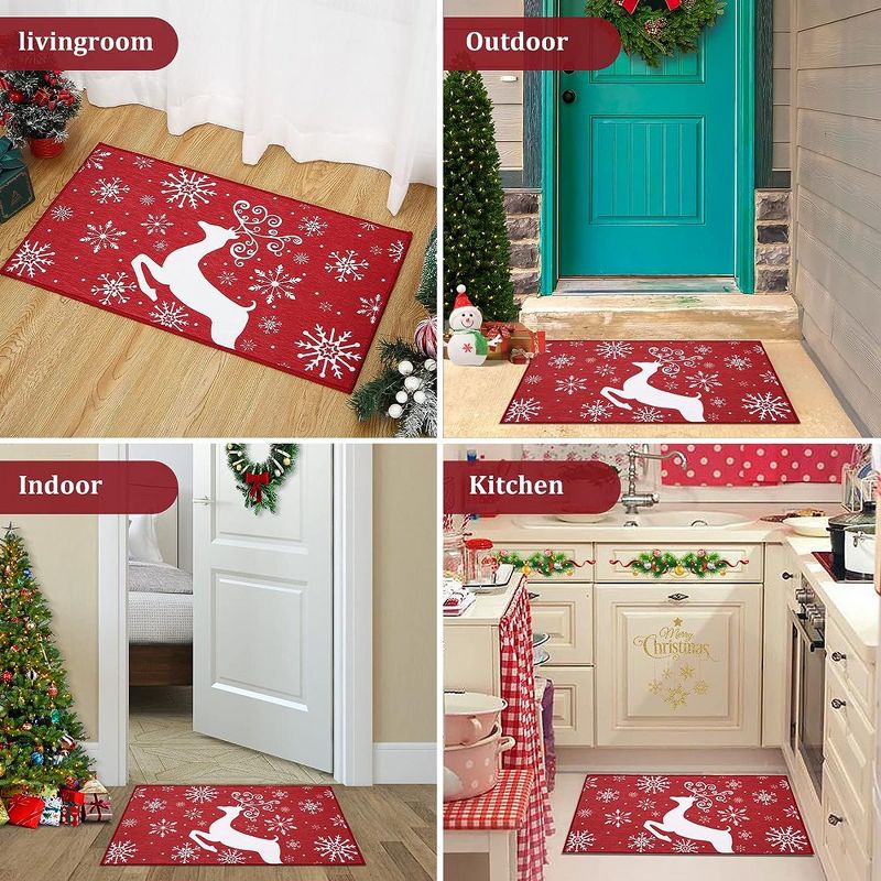 Christmas Deer Decorative Doormat Xmas Holiday Welcome Door Mat, 17" x 29", 4 of 6
