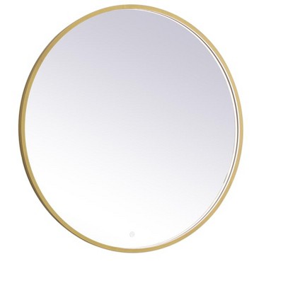 Elegant Lighting Pier 39 inch LED mirror with adjustable color temperature 3000K/4200K/6400K in brass