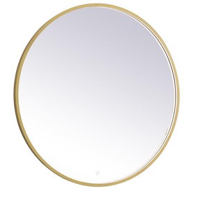 Elegant Lighting Pier 39 inch LED mirror with adjustable color temperature 3000K/4200K/6400K in brass - 1 of 4