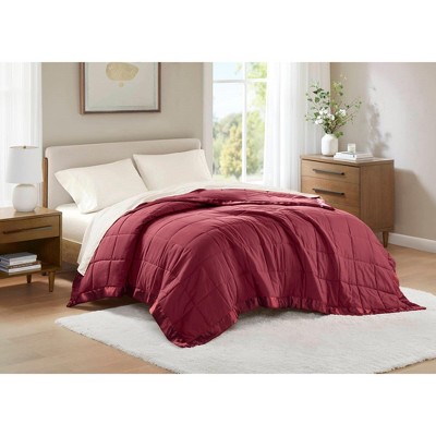 Soft Cozy Throw Blanket for All Seasons, Lightweight 100% Polyester Microfiber Bed Blanket, Burgundy, King