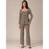 INSPIRE CHIC Women's Outfits Elegant Business Square Neck Blouse and Long Pants Sets 2 PCS - 3 of 4