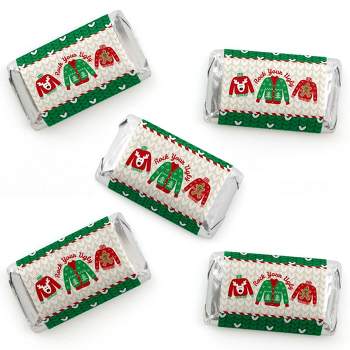 Big Dot of Happiness Ugly Sweater - Mini Candy Bar Wrapper Stickers - Holiday and Christmas Party Small Favors - 40 Count