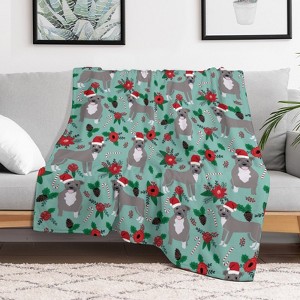 Pitbull Santa Paws Christmas Floral Christmas Throw Blanket Soft Fleece Christmas Blanket Cozy Flannel Throw for Couch Bed 50x60 inches - 1 of 1