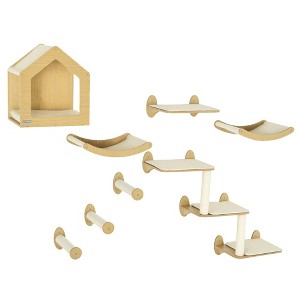 Skyzone Cream White Cat Wall Shelves with 5 Platforms & Soft Hammock, Adjustable Height Furniture - 1 of 4
