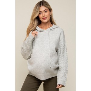 Pinkblush Grey Mixed Knit Maternity Hooded Sweater - 1 of 4