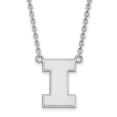 Black Bow Jewelry 10k White Gold Illinois Fighting Illini NCAA Necklace 18 Inch