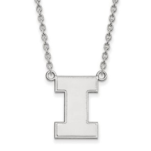 Black Bow Jewelry 10k White Gold Illinois Fighting Illini NCAA Necklace 18 Inch - 1 of 4