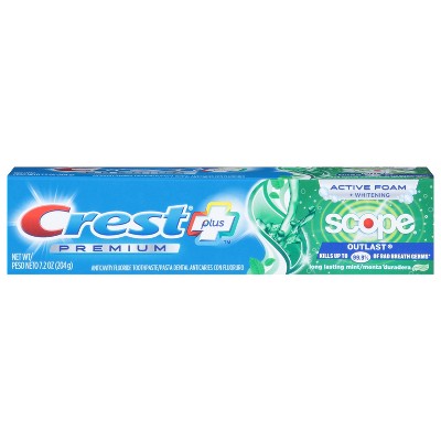 Crest Plus Scope Premium Long Lasting Mint Toothpaste 7.2 oz
