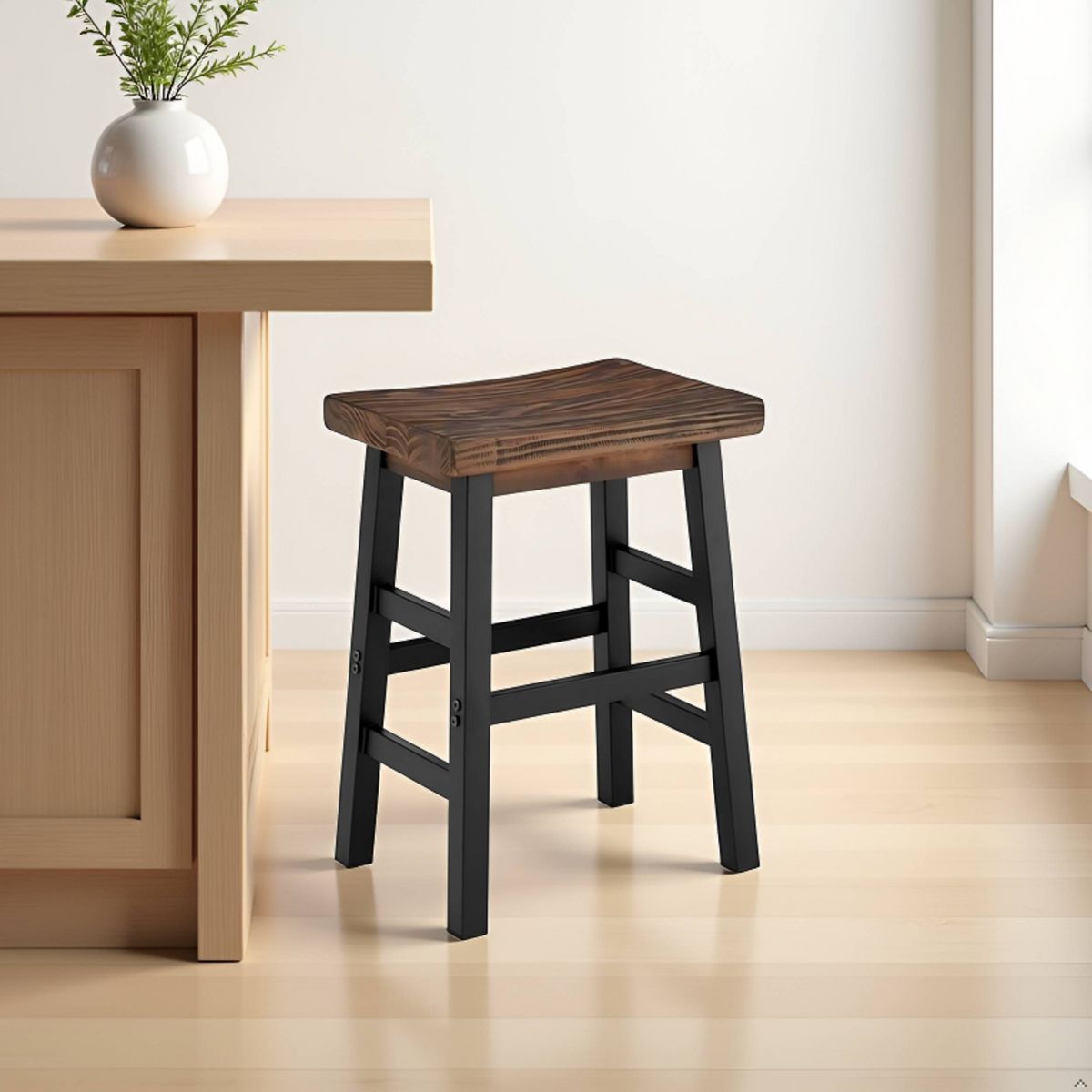 26" Pomona Counter Height Barstool with Metal Legs Brown - Alaterre Furniture - thumbnail 5