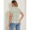 Allegra K Women's Ruffle Tie V-Neck Casual Smocked Short Sleeve Floral Top - 4 of 4