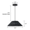 LLHZSY 13 2/5" Umbrella-Shaped Woven LED Pendant Chandelier Light, Adjustable Height-Black - 4 of 4