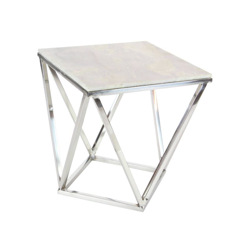Modern Marble and Stainless Steel Accent Table Silver - Olivia &#38; May, 5 of 7