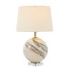 23"x14" Glass Round Accent Lamp with Marble Inspired Design and Gold Accents Beige - Olivia & May: Linen Shade, No Assembly Required - 2 of 4