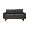 ORRD 67.7" Mid-Century Modern Loveseat, Upholstered Tufted Sofa with Solid Wood Legs for Living Room, Compact Two-Seater Couch, Beige - 2 of 4