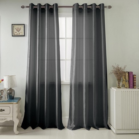 RT Designers Collection Nancy Faux Silk Grommet Curtain Panel 54" x 84" Black - image 1 of 3