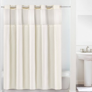 Montage Chevron Shower Curtain with Fabric Liner Ivory - Hookless
