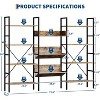 Metal Frame Bookcase,Triple Wide 4 Tiers Industrial Bookcases with 11 Open Display Shelves,Open Record Player Shelves - 3 of 4