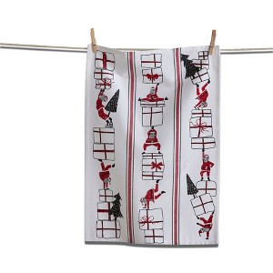 tagltd Oh What Fun Santa Dishtowel Red Cotton Kitchen Towel Christmas 26x18 Machine Washable Kitchen Textiles - 1 of 2