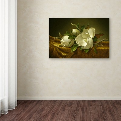 Magnolias on Gold Velvet Cloth Canvas Art Print, 27" x 33"