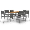 vidaXL Patio Furniture Set 9 Piece Table and Chair with Cushions Poly Rattan - Gray 6 - 3 of 4