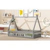 CAVINAS Twin Bed Frames, Tent-Shaped Twin Floor Bed with Guardrails, Slatted Platform Bed for Bedroom, Living Room - 2 of 4