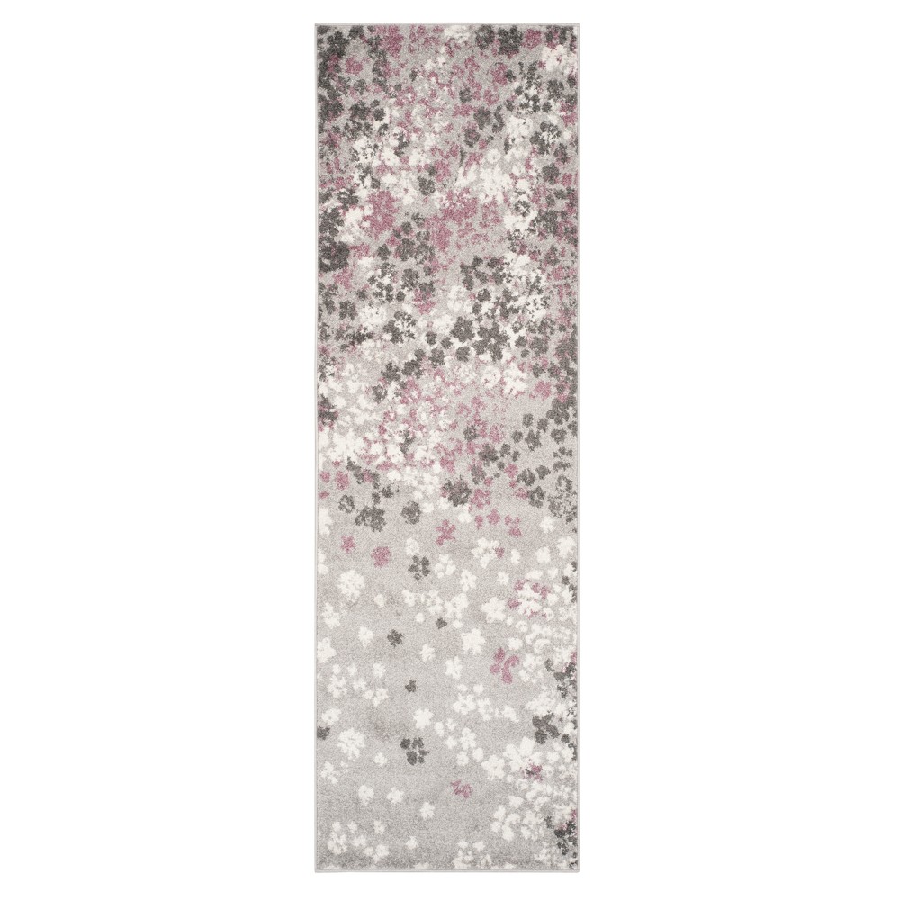  Runner Light Gray/Purple Floral Loomed