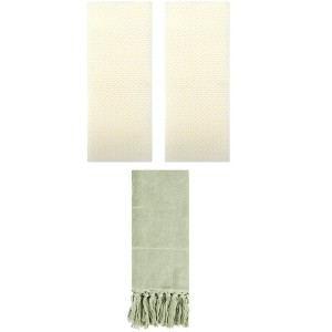 REGALWOVEN 3 Packs Cotton Soft Absorbent Tassels and Waffle Hand Towel - 1 of 4