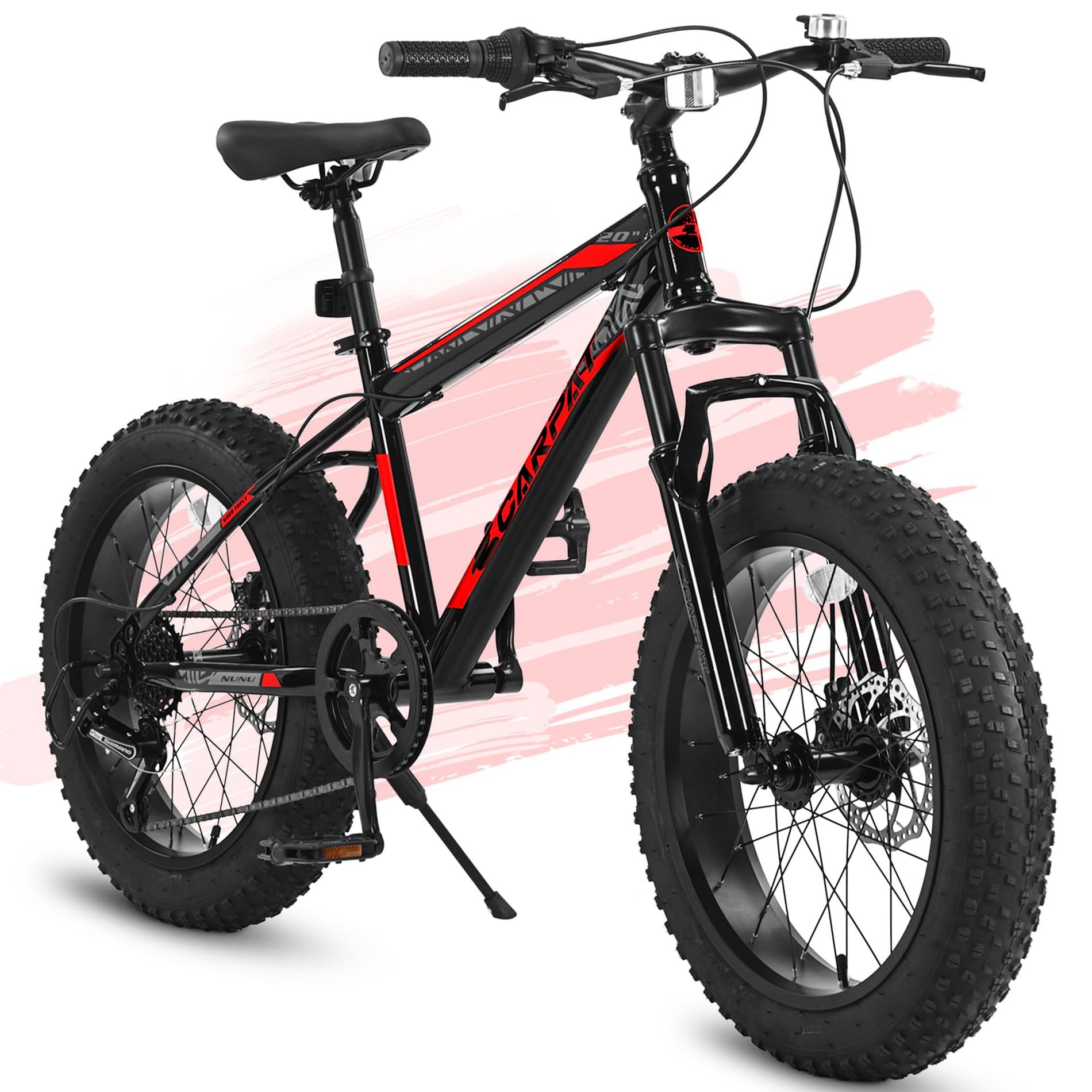 VASIP "20-Inch Kids' Mountain Bike - High Carbon Steel Frame, 7-Speed, Disc Brakes & Front Suspension.,Durable Wide Tires for Snow/Off-Road