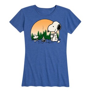 Women's - Peanuts - Campfire Snoopy and Woodstock Short Sleeve Graphic T-Shirt - 1 of 4