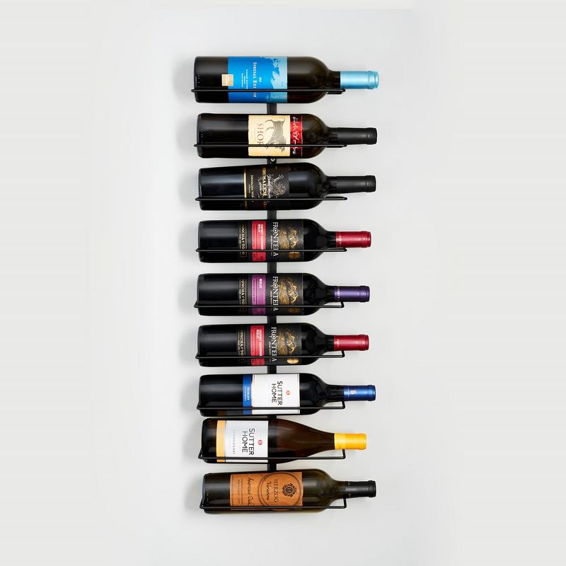 Sorbus 9-Bottle Wine Rack Wall Mounted for Wine Bottles, Liquor, Champagne, Black Metal Wine Bottle Holder for Home Bar, Wine Kitchen Storage, 5 of 10