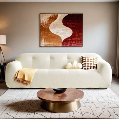 85.8" Wide Chenille Fabric Sofa with Tufted Style, Full Sponge Compression Design, with Powder-Free Foam - Leovsnove