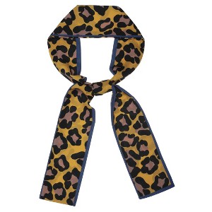 Allegra K Women's Leopard Ribbon Long Narrow Skinny Scarf Hairband Waistband Belt Bag Handle Accessory - 1 of 4