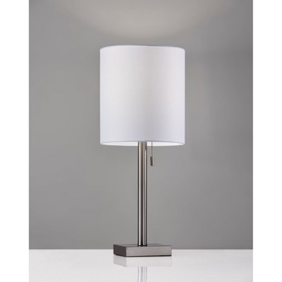 white and silver table lamp