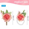 Unique Bargains Rose Wrist Corsage and Boutonnieres Fabric Adjustable Artificial Flowers 4 Pcs - 2 of 4