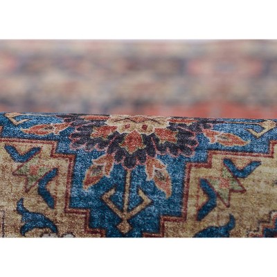 Rust Rectangular Synthetic Persian-Inspired Area Rug