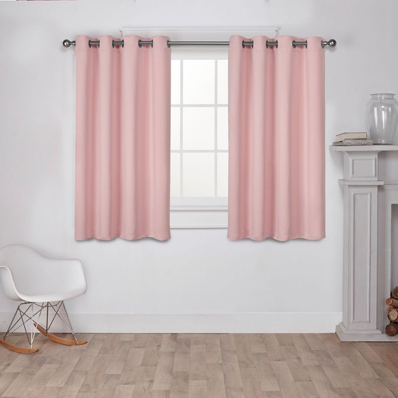 Exclusive Home Sateen Twill Woven Room Darkening Blackout Grommet Top Curtain Panel Pair, 1 of 5