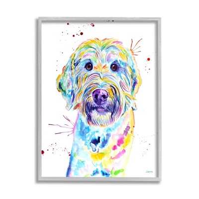 Stupell Industries Vivid Goldendoodle Dog Pet Framed Giclee Art