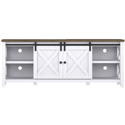 Farmhouse 2-Barn Door TV Stand for TVs up to 65", Entertainment Center TV Console White
