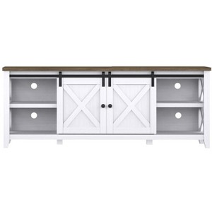 Farmhouse 2-Barn Door TV Stand for TVs up to 65", Entertainment Center TV Console White - 1 of 4