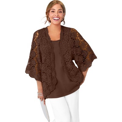 Jessica London Women's Plus Size Crochet Cardigan
