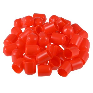 Unique Bargains Rubber Vinyl Round Tube Bolt Thread Protectors End Caps Cover Red 50 Pcs - 1 of 3