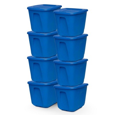 HOMZ Stackable and Nestable Heavy Duty Plastic Storage Container with 4 Way Handles