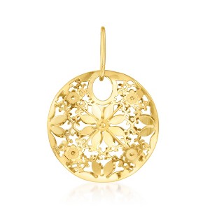 Ross-Simons Italian 14kt Yellow Gold Circle Flower Pendant Size 1.00 - 1 of 4