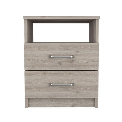 NicBex Nightstand with 2 Drawers and Metal Handles Contemporary Bedside Table with Open Shelf for Bedroom,Living Room
