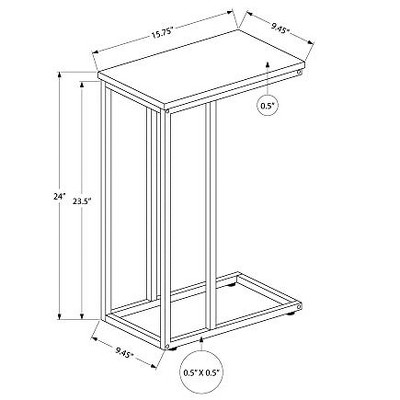 Black Metal C-Shaped Rectangular End Table