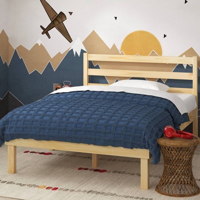 Robin Wood Platform Bed Frame with Headboard Natural - Zinus