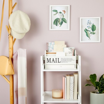 White Wooden 3-Tier Mail Organizer with Drawer